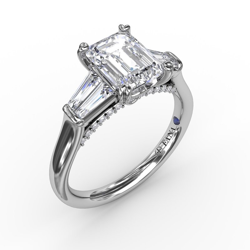 Emerald-Cut Diamond Engagement Ring With Tapered Baguette Side Stones
Style # S3292