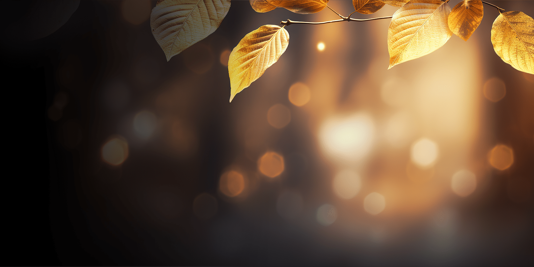 Opal background tones and golden fall leaves